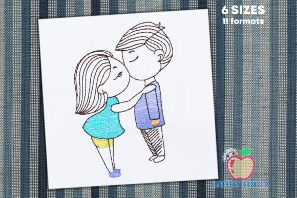 Girl Kissing Boy Sketch Embroidery Review