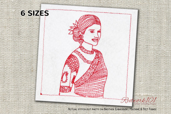Women Dressed in Indian Saree Redwork Review